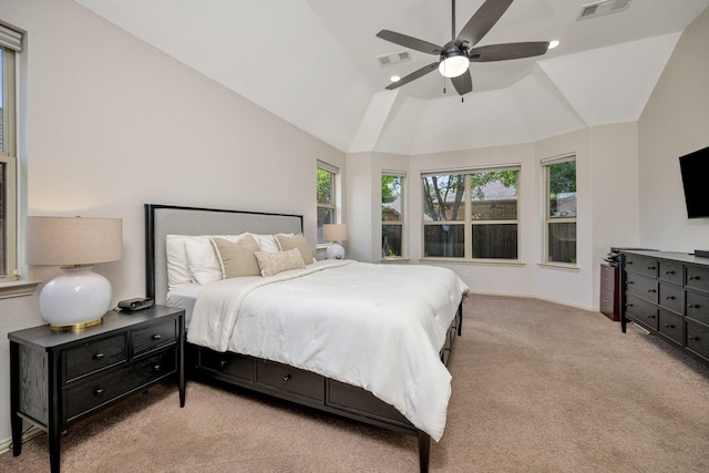 3532 Gallant Trl, Fort Worth, TX 76244 - bedroom featuring light colored carpet, vaulted ceiling, a ceiling fan, and baseboards