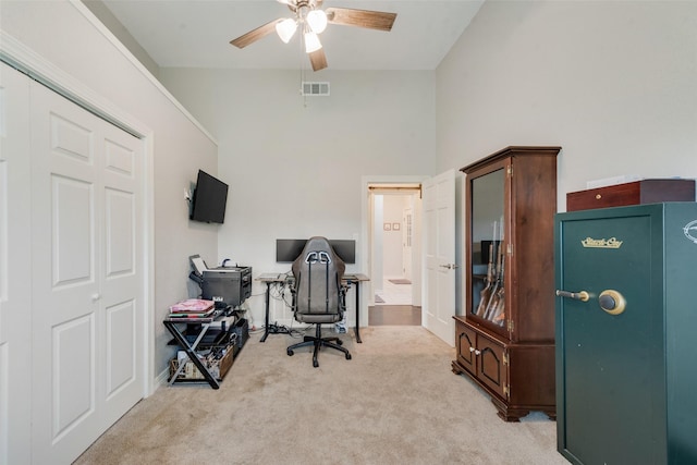 15393 Armstrong Rd, Terrell, TX 75160 - carpeted office space featuring a ceiling fan and a high ceiling