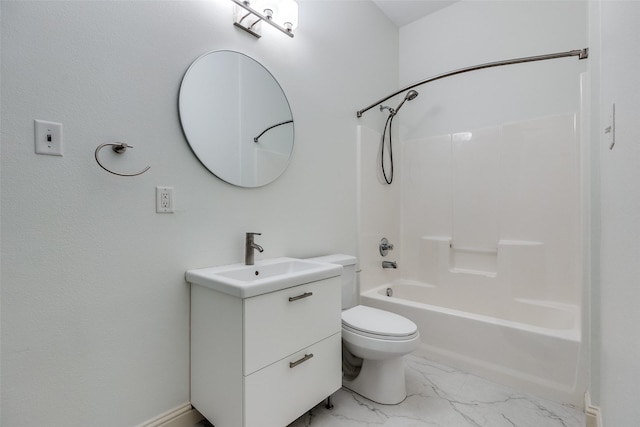 1811 S Ervay St, Dallas, TX 75215 - bathroom featuring vanity, marble finish flooring, washtub / shower combination, and toilet