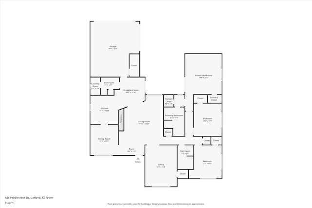 626 Pebblecreek Dr, Garland, TX 75040 - room layout