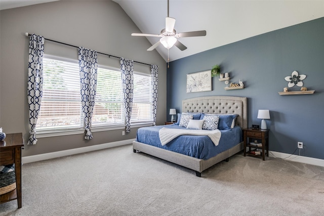 1340 Benavites Dr, Little Elm, TX 75068 - carpeted bedroom with multiple windows, lofted ceiling, baseboards, and ceiling fan