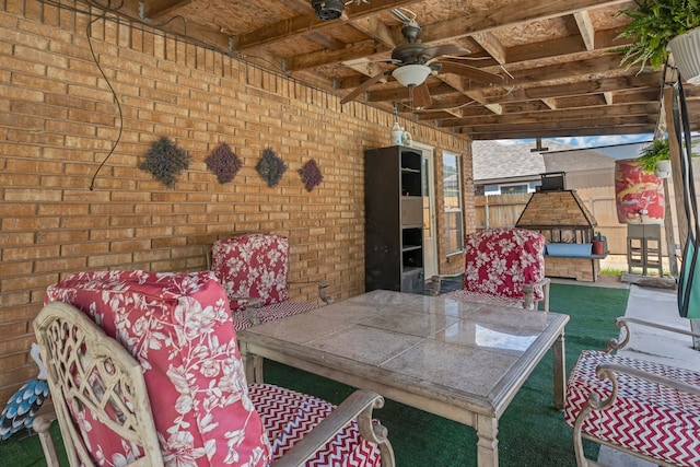 7413 Dana Ln, North Richland Hills, TX 76182 - view of patio featuring ceiling fan
