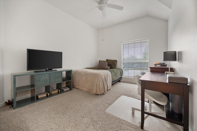 4207 Timber Trail Ct, Arlington, TX 76016 - bedroom featuring carpet, lofted ceiling, and a ceiling fan