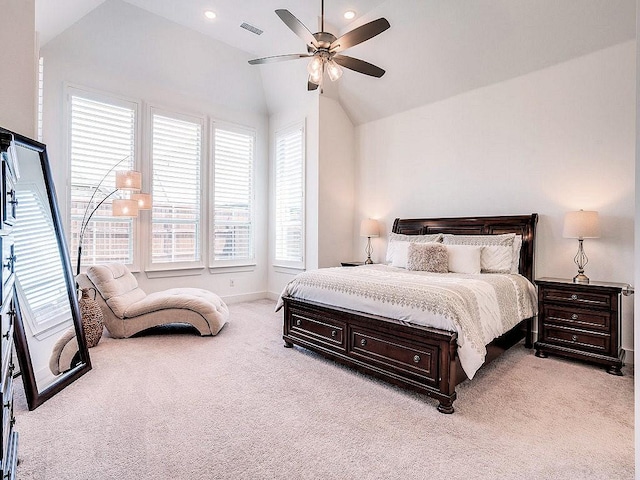4124 Sandbrock Pkwy, Aubrey, TX 76227 - bedroom featuring carpet, lofted ceiling, baseboards, ceiling fan, and recessed lighting