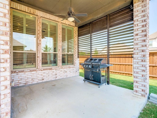 4124 Sandbrock Pkwy, Aubrey, TX 76227 - view of patio featuring area for grilling and ceiling fan