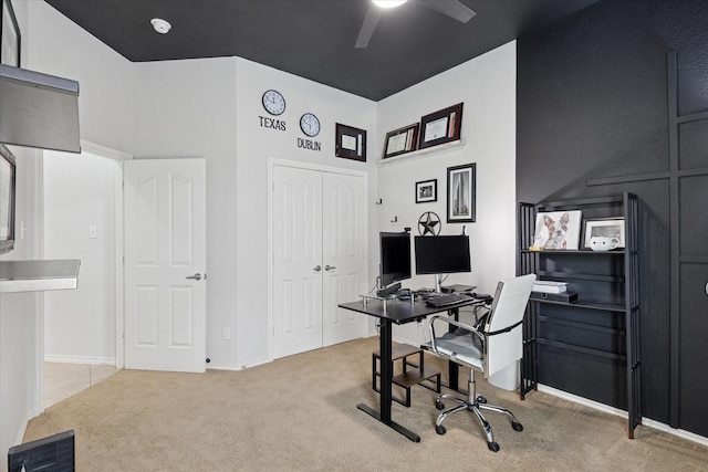 10237 Red Bluff Ln, Fort Worth, TX 76177 - office space with ceiling fan, carpet floors, and baseboards