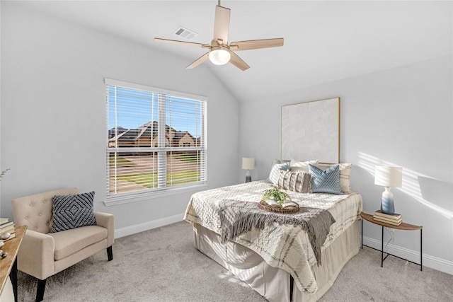 2512 Bunker Hill Dr, Burleson, TX 76028 - bedroom with lofted ceiling, baseboards, carpet, and ceiling fan