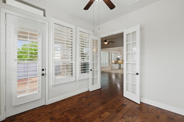 869 Field Xing, Little Elm, TX 76227 - foyer with french doors, ceiling fan, and wood finished floors