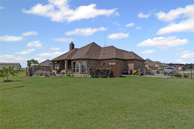 136 Spring Meadow Dr, Springtown, TX 76082 - back of house featuring a chimney and brick siding