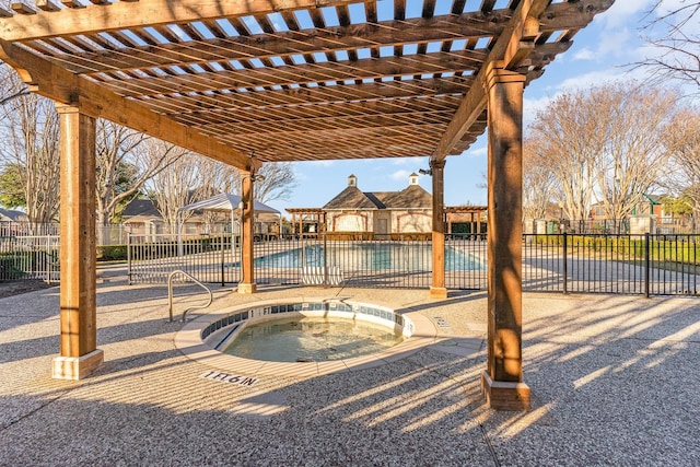 6702 Amesbury Ln, Rowlett, TX 75089 - view of patio featuring a community pool, a community hot tub, and a pergola