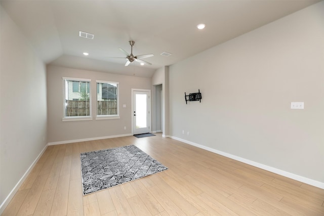 222 Goosewood Dr, Mckinney, TX 75071 - foyer entrance with light wood finished floors, ceiling fan, baseboards, and recessed lighting