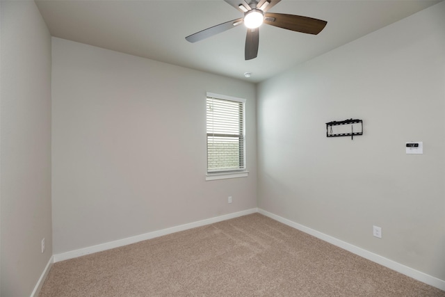 222 Goosewood Dr, Mckinney, TX 75071 - spare room featuring light carpet, baseboards, and a ceiling fan
