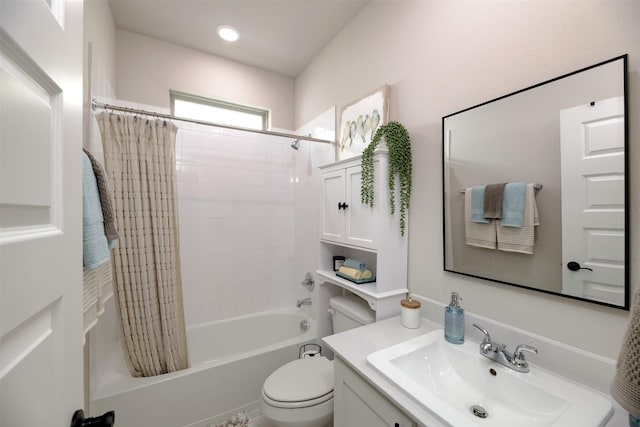 222 Goosewood Dr, Mckinney, TX 75071 - bathroom with vanity, shower / bathtub combination with curtain, and toilet
