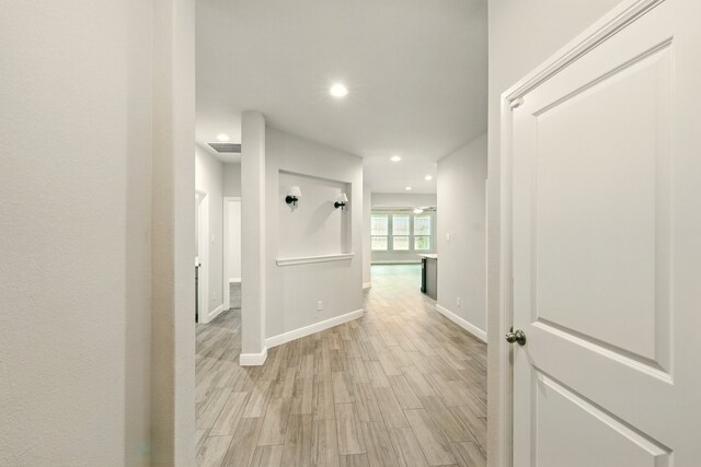 524 Big Horn Pass, Denton, TX 76210 - corridor with light wood-type flooring, baseboards, and recessed lighting