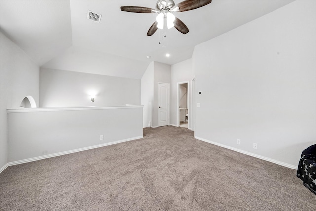 558 Lily St, Crowley, TX 76036 - carpeted spare room with baseboards, a ceiling fan, and lofted ceiling