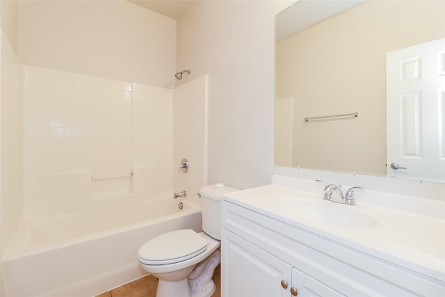 1012 Fairweather Dr, Fort Worth, TX 76120 - full bathroom with toilet, vanity, shower / bath combination, and tile patterned floors