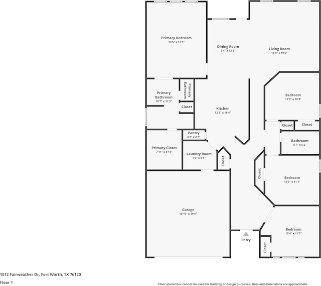 1012 Fairweather Dr, Fort Worth, TX 76120 - floor plan / room layout