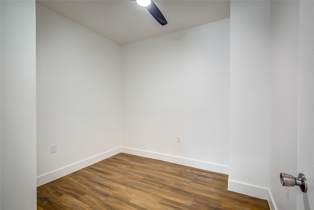 312 Beckham St, Sulphur Springs, TX 75482 - empty room featuring a ceiling fan, baseboards, and dark wood-style flooring