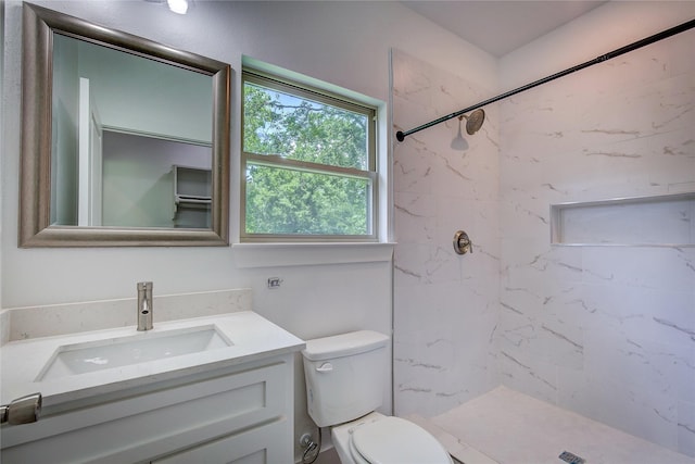 312 Beckham St, Sulphur Springs, TX 75482 - bathroom featuring toilet, vanity, and a marble finish shower