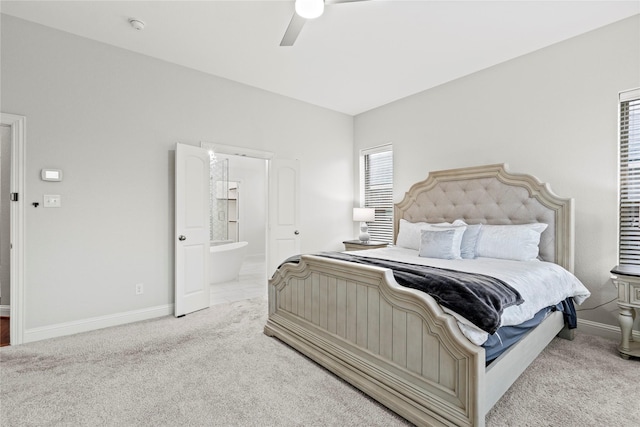 7224 Bucanero, Grand Prairie, TX 75054 - carpeted bedroom with baseboards, a ceiling fan, and connected bathroom