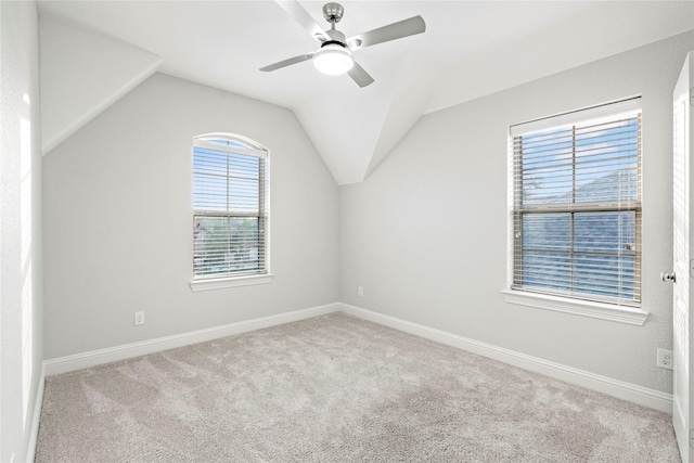 7224 Bucanero, Grand Prairie, TX 75054 - carpeted empty room featuring ceiling fan, lofted ceiling, and baseboards