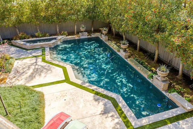 6406 Glendora Ave, Dallas, TX 75230 - view of swimming pool with a fenced backyard, a patio area, and a pool with connected hot tub