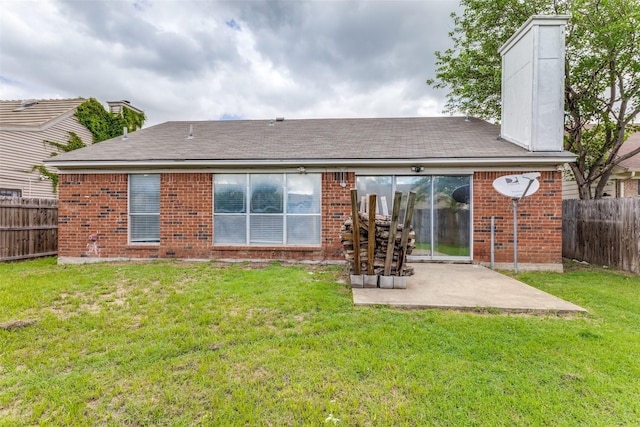 3808 River Birch Rd, Fort Worth, TX 76137 - rear view of property with a patio, a chimney, and brick siding