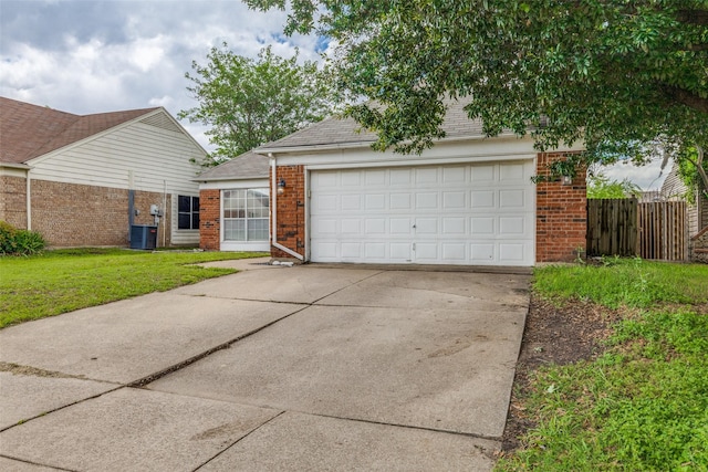 3808 River Birch Rd, Fort Worth, TX 76137 - view of front of house featuring brick siding, driveway, roof with shingles, cooling unit, and a garage