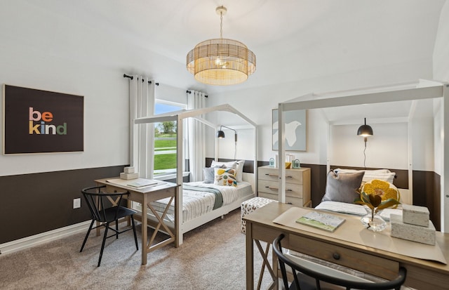 4267 Arlington Ave, Mckinney, TX 75071 - bedroom featuring carpet and a chandelier