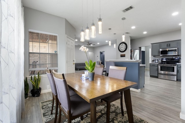 1317 Woodthorpe Dr, Mesquite, TX 75181 - dining area featuring light wood-style flooring, recessed lighting, and baseboards