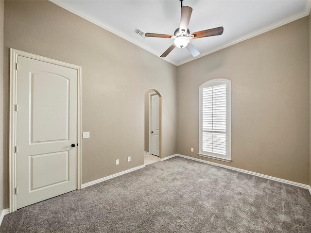 2901 Lakeview Dr, Prosper, TX 75078 - unfurnished bedroom with carpet, ornamental molding, and a ceiling fan