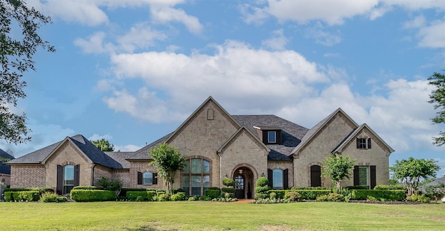 2901 Lakeview Dr, Prosper, TX 75078 - french country inspired facade featuring stone siding, brick siding, and a front lawn