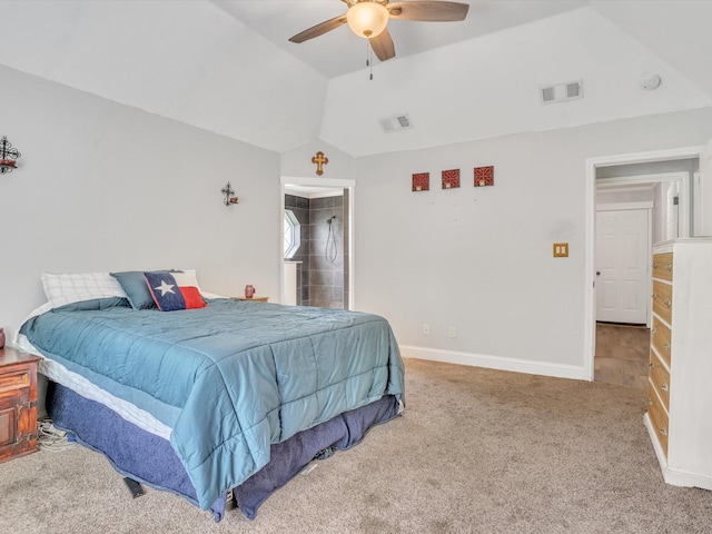 15067 Meadow Ridge Ct, Nevada, TX 75173 - bedroom featuring carpet flooring, vaulted ceiling, a ceiling fan, and baseboards