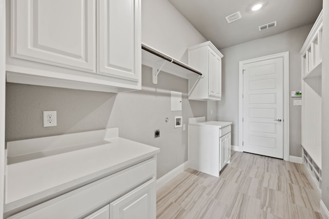3416 Dovehill Dr, Northlake, TX 76247 - laundry room featuring cabinet space, hookup for an electric dryer, hookup for a washing machine, baseboards, and recessed lighting