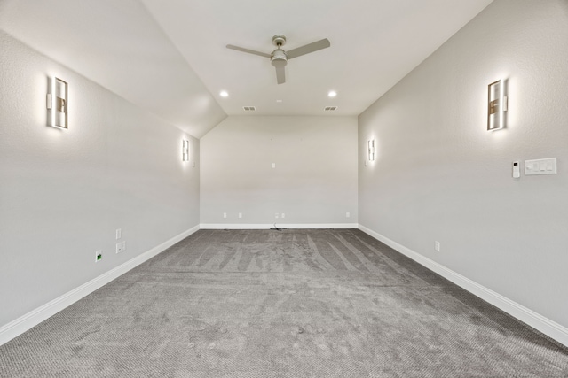 3416 Dovehill Dr, Northlake, TX 76247 - carpeted spare room with ceiling fan, baseboards, lofted ceiling, and recessed lighting