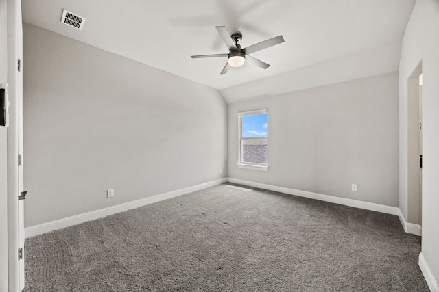 3416 Dovehill Dr, Northlake, TX 76247 - carpeted empty room with a ceiling fan, baseboards, and lofted ceiling