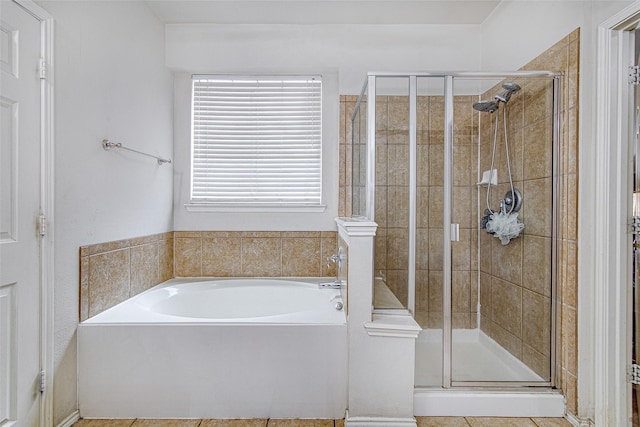 4621 Maple Hill Dr, Fort Worth, TX 76123 - full bath featuring a bath, a shower stall, and tile patterned flooring