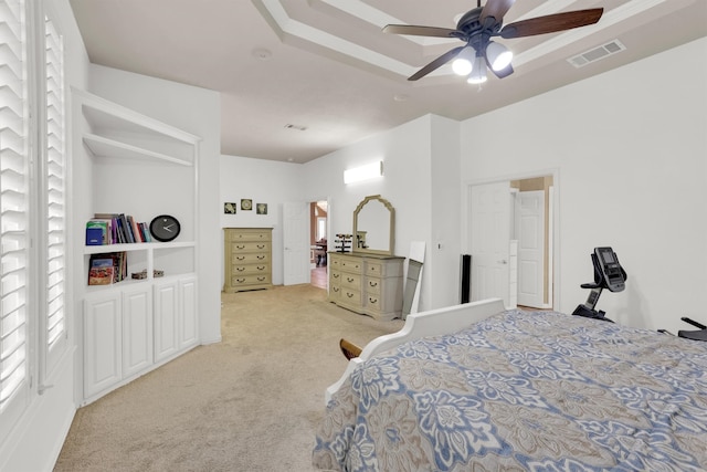 6628 Gray Wolf Dr, Plano, TX 75024 - bedroom featuring light colored carpet and ceiling fan