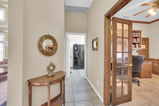 6628 Gray Wolf Dr, Plano, TX 75024 - hallway with an office area and light tile patterned flooring