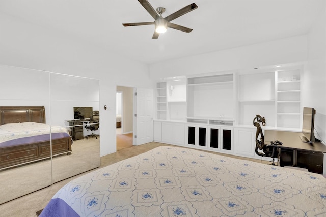 6628 Gray Wolf Dr, Plano, TX 75024 - carpeted bedroom featuring an office area and ceiling fan