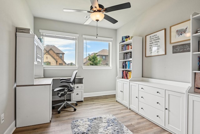 3200 Julian St, Mansfield, TX 76063 - office with a ceiling fan, light wood-type flooring, and baseboards