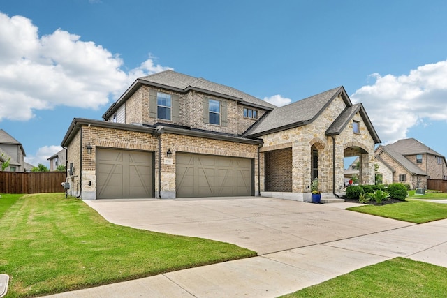 3200 Julian St, Mansfield, TX 76063 - view of front of home with an attached garage, concrete driveway, stone siding, and brick siding