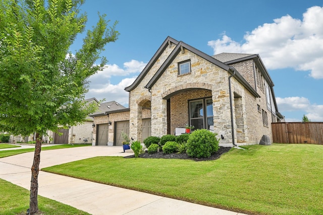 3200 Julian St, Mansfield, TX 76063 - french country home featuring stone siding, concrete driveway, and an attached garage