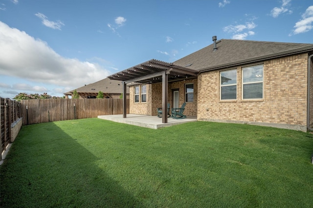 3004 Aransas Ave, Aubrey, TX 76227 - back of house with brick siding, a pergola, a patio area, and a shingled roof
