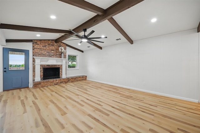 9813 Bancroft Dr, Benbrook, TX 76126 - unfurnished living room with a ceiling fan, light wood finished floors, a fireplace, and baseboards