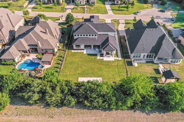 1209 Hicks Trl, Lucas, TX 75002 - aerial perspective of suburban area featuring a pool area