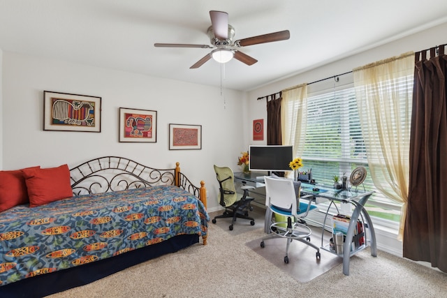 6308 Widgeon Dr, Plano, TX 75024 - carpeted bedroom with ceiling fan, an office area, and baseboards