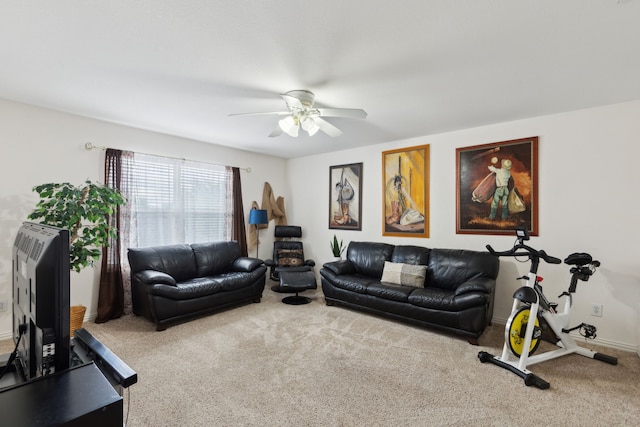 6308 Widgeon Dr, Plano, TX 75024 - carpeted living room featuring a ceiling fan