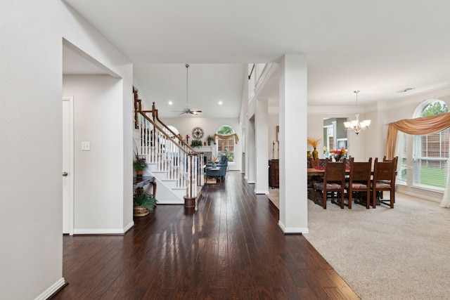 6308 Widgeon Dr, Plano, TX 75024 - entryway with stairway, hardwood / wood-style floors, baseboards, and ceiling fan