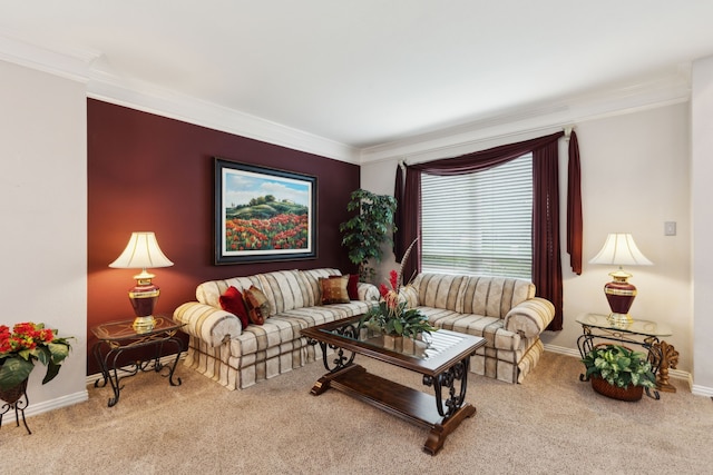 6308 Widgeon Dr, Plano, TX 75024 - carpeted living room with crown molding and baseboards